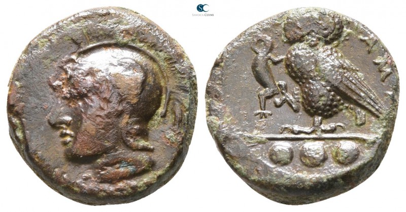 Sicily. Kamarina circa 420-405 BC. 
Tetras Æ

 13mm., 3,11g.



very fine...