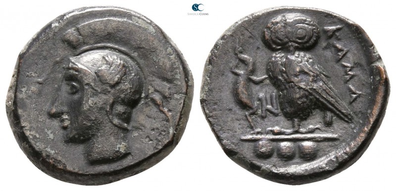 Sicily. Kamarina circa 420-405 BC. 
Tetras Æ

 15mm., 3,19g.



very fine...