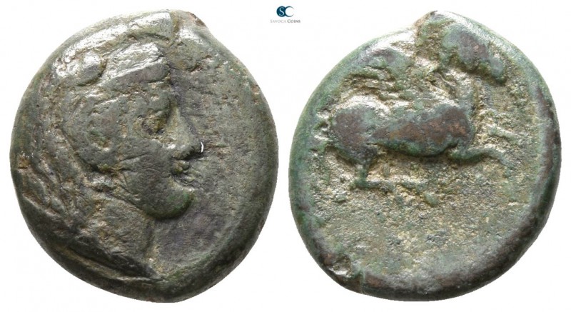 Sicily. Kephaloidion circa 400-200 BC. 
Bronze Æ

 11mm., 2,33g.



nearl...