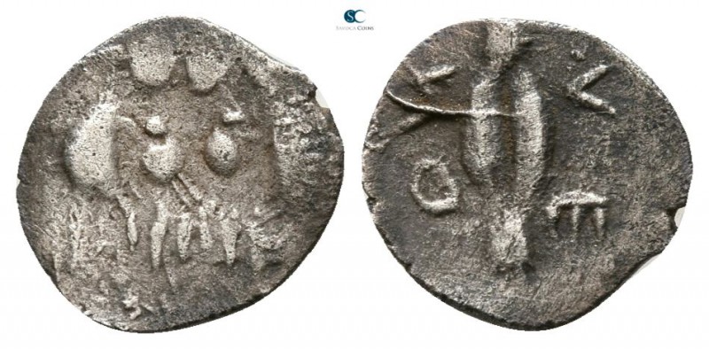Sicily. Leontinoi circa 476-466 BC. 
Litra AR

 9mm., 0,31g.



nearly ve...