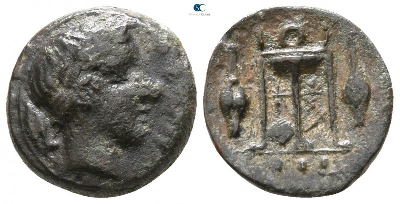Sicily. Leontinoi 405-402 BC. 
Bronze Æ

 13mm., 1,97g.



very fine