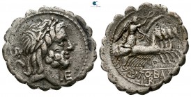 Q. Antonius Balbus 83-82 BC. Bank mark on obverse. Rome. Serrate Denarius AR