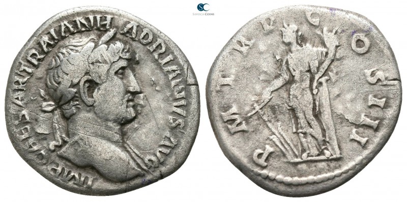 Hadrian AD 117-138. Rome
Denarius AR

 17mm., 2,53g.



very fine