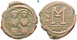 Justin II and Sophia AD 565-578. Dated RY 9=AD 573/4. Nikomedia. Follis Æ