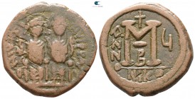 Justin II and Sophia AD 565-578. Dated RY 6=AD 570/1. Nikomedia. Follis Æ