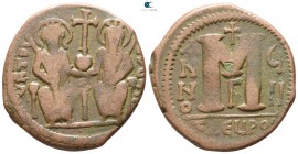 Justin II and Sophia AD 565-578. Dated RY 8=AD 572/3. Theoupolis (Antioch). Follis Æ