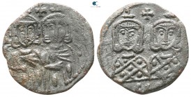 Leo IV with Constantine VI, Constantine V and Leo III. AD 775-780. Syracuse. Follis Æ