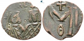 Michael II with Theophilus AD 820-829. Struck AD 821-829. Syracuse. Follis Æ