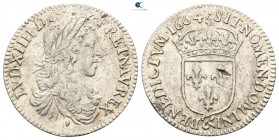 France. Aix. Louis XIV  AD 1643-1715. 1/12 Ecu AR 1664