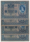 Austria, zestaw 1000 koron 1902 (4 szt)