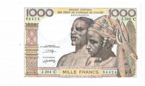 Burkina Faso, 1000 Franków 1965 
Grade: XF+