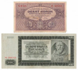 Czechosłowacja, 10 koron 1927, 1000 koron 1942