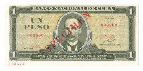 Cuba, 1 peso 1934 Banknot w pięknym stanie zachowania, zmarszczka przy górnym ma...