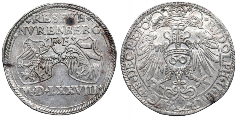 Germany, Nurnberg, Guldiner 1578 Wyśmienicie zachowany egzemplarz rzadkiej w han...