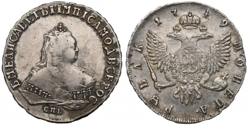 Russia, Elisabeth, Rouble 1749 Atrakcyjny egzemplarz z dobrymi detalami i delika...