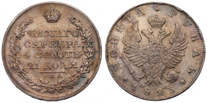 Russia, Alexander I, rouble 1823 ПД Ładny egzemplarz z dobrze zachowanymi detala...