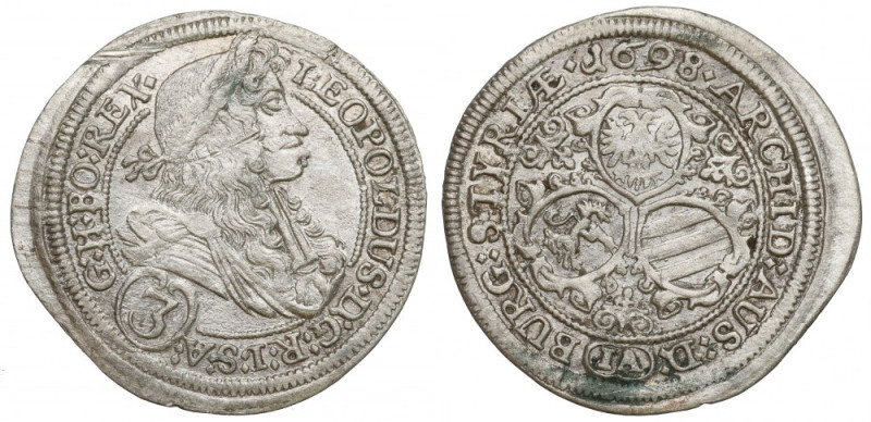 Austria, Leopold I, 3 kreuzer 1698 Ładny egzemplarz. Reference: Krause KM#590
G...