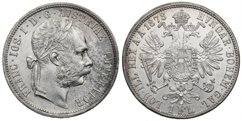 Austria-Hungary, Franz Joseph I, 1 florin 1878 Piękny, okołomenniczy egzemplarz....