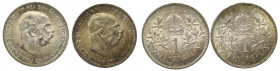Austria, 1 corona 1915 and 1916 (2 pcs)