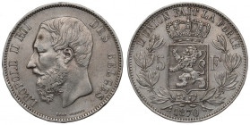 Belgium, 5 francs 1870