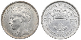 Belgium, 20 francs 1934