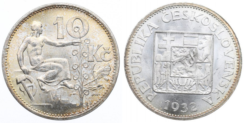 Czechoslovakia, 10 korun 1932 Pięknie zachowany egzemplarz. Waga 10 g. 
Grade: ...