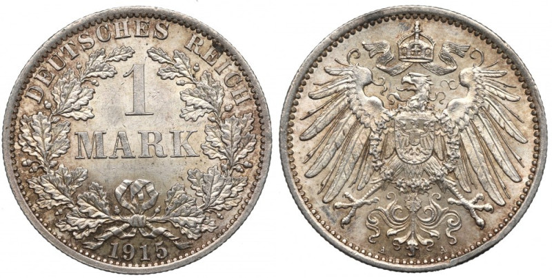 Germany, 1 mark 1915 A, Berlin Wyśmienity, menniczy egzemplarz. Doskonały zegaro...