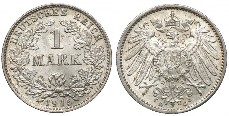 Germany, 1 mark 1915 D, Munich Piękny egzemplarz. Reference: Jaeger 17
Grade: A...