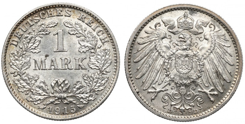 Germany, 1 mark 1915 D, Munich Piękny egzemplarz. Skazy tła. Reference: Jaeger 1...