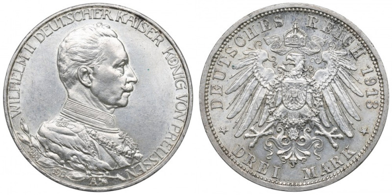 Germany, Preussen, 3 mark 1913 - 25 years of Wilhelm II reign Piękny przedstawic...