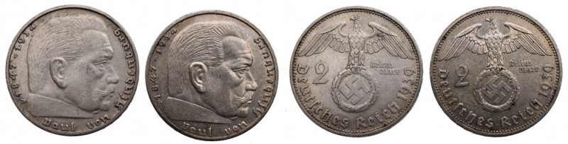 Germany, III Reich, Lot of 2 mark Hindenburg (2pcs) Ładne, w pełni czytelne egze...