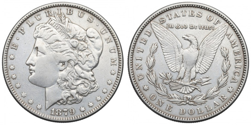 USA, Morgan dollar 1879 Bardzo ładny czytelny egzemplarz. 

Grade: VF+ 

USA...