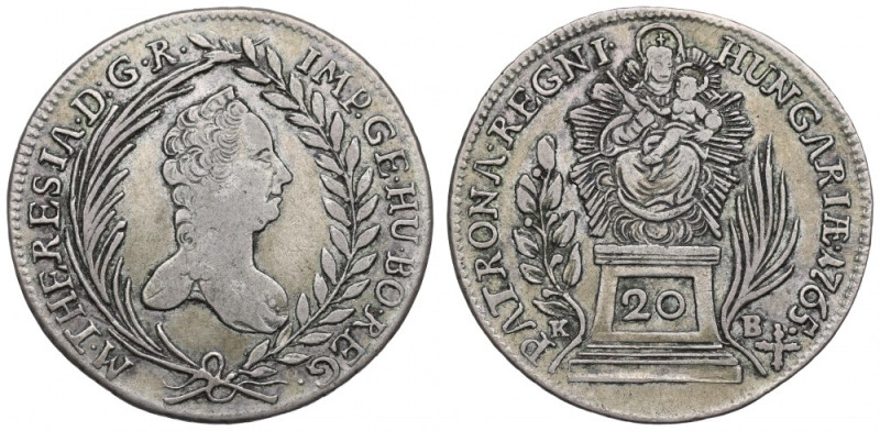 Hungary, 20 kreuzer 1765 Atrakcyjny egzemplarz w przyjemnej patynie i miłej dla ...