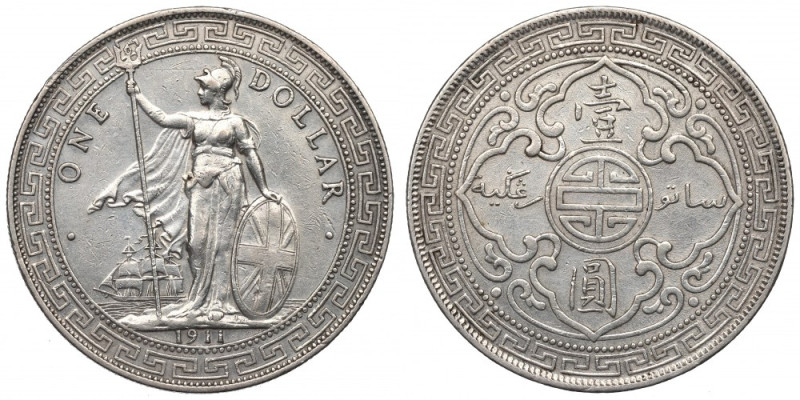 United Kingdom, 1 dollar 1911 (British Trade Dollar) Atrakcyjny połyskowy egzemp...