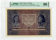 II RP, 5000 marek polskich 1920 III SERJA H - PMG 66EPQ 2-MAX