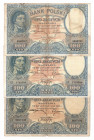 II RP, Zestaw 100 złotych 1919 (3 sztuki)