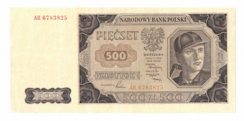 PRL, 500 złotych 1948 AP Banknot w ładnej prezencji po konserwacji wielokrotnie ...