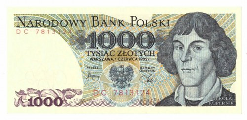 PRL, 1000 złotych 1982 DC Wyśmienicie zachowany okazowy egzemplarz o idealnej ży...