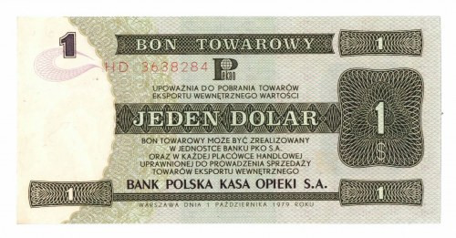 Pewex, Bon Towarowy, 1 dolar 1979 - HD Doskonale zachowany egzemplarz w stanie e...