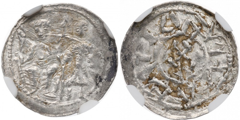 Poland, Bolislaus III, Denarius, Cracow - NGC MS62 Piękny, menniczy egzemplarz. ...