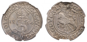 Sigismund II Augustus, 3 groschen 1564, Vilnius - L/L NGC AU Details