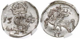 Sigismundus II Augustus, 2 denar 1569, Vilnius - NGC MS63 2-MAX