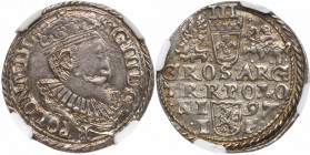 Sigismund III, 3 groschen 1597, Olcusia - NGC MS63