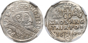 Sigismund III, 3 groschen 1596, Bromberg - NGC MS61 (nieopisany)