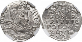 Sigismund III, 3 groschen 1597, Fraustadt - NGC MS62