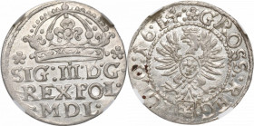 Sigismund III, Groschen 1614, Cracow - NGC MS64 R/R3