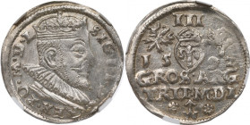 Sigismund III, 3 groschen 1592, Vilnius - NGC MS63 2-MAX R