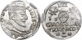 Sigismund III, 3 groschen 1592, Vilnius - NGC MS63 RR