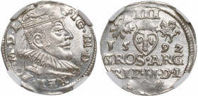 Sigismund III, 3 groschen 1592, Vilnius - NGC MS62 R