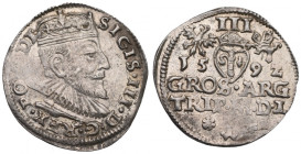 Zygmunt III Waza, Trojak 1592, Wilno - okołomenniczy RR/R